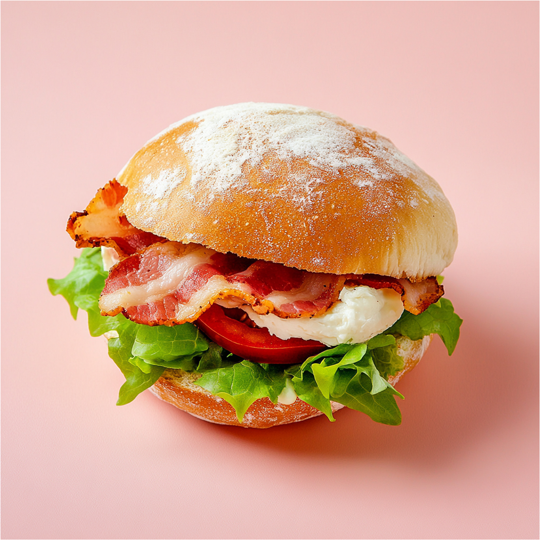 Flour Rolls with ham and tomatos